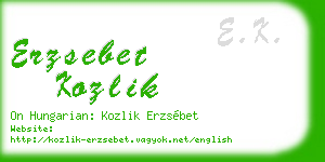 erzsebet kozlik business card